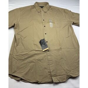 ConsensUS Sportswear Mens XXL Tall Button‎ Down Shirt Tan NWT Cotton